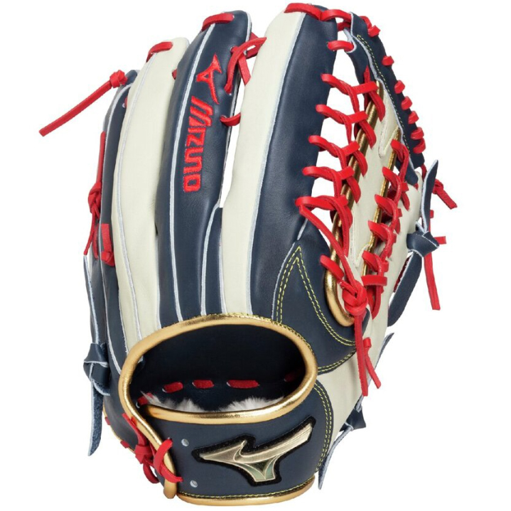 [34307] 미즈노 글로벌 엘리트 콜렉션 외야 (남+실버+적끈) 12.75인치